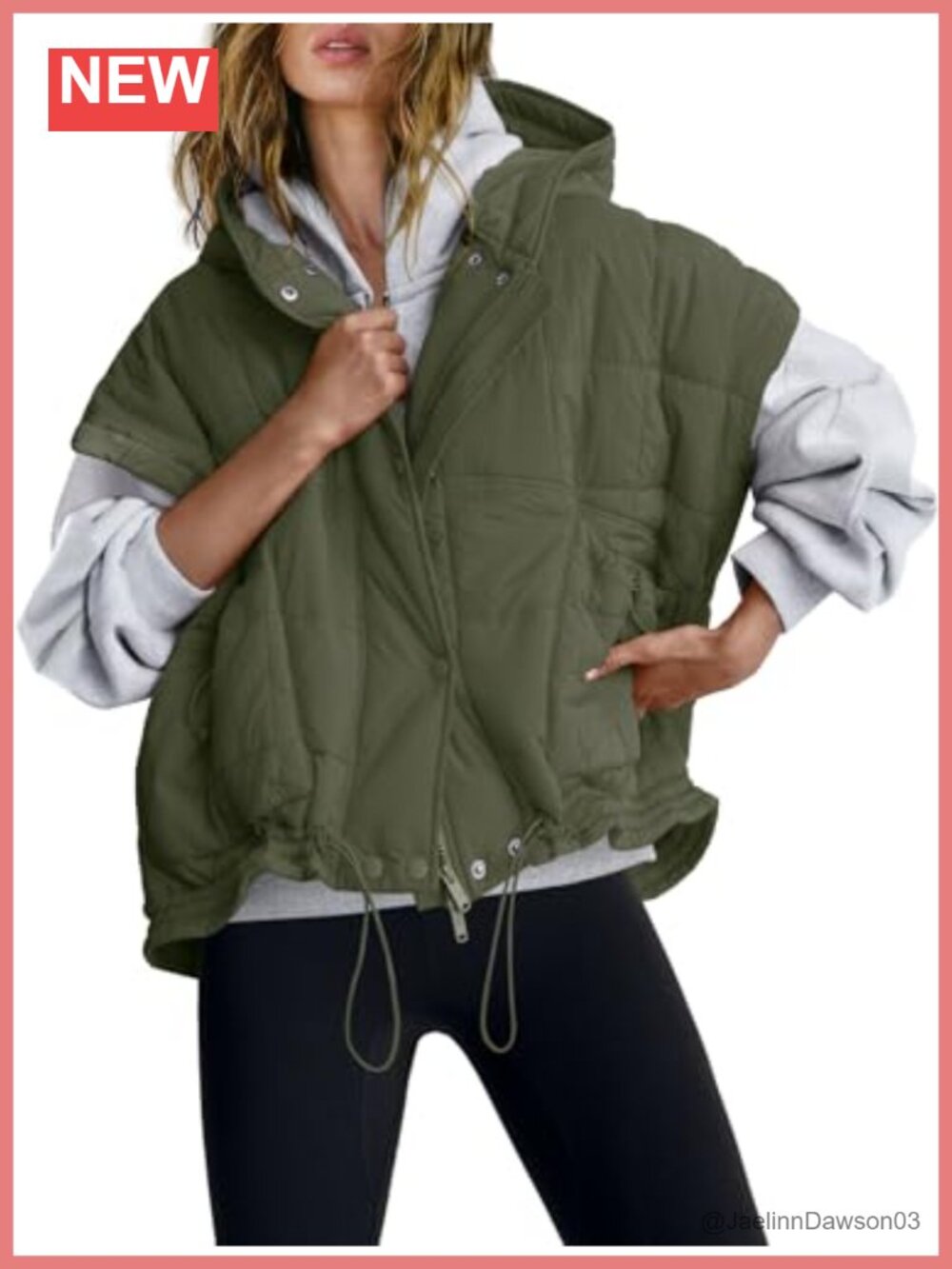 SENSERISE Womens Oversized Puffer Vest Sleeveless Quilted Zip Hooded
